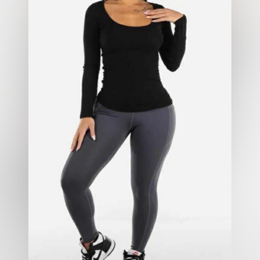 Gray High Waisted Corset Legging - Picture 5 of 6
